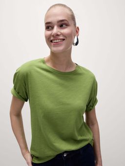 Marks & Spencer - Green Cotton Modal Relaxed T-Shirt
