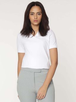 Marks & Spencer - White Polo Collar Plain T-Shirt