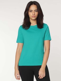 Marks & Spencer - Green Round Neck Plain T-Shirt