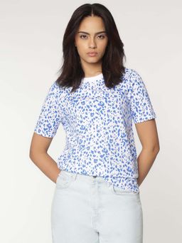 Marks & Spencer - White Round Neck Printed T-Shirt