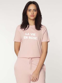 Marks & Spencer - Pink Crew Neck Embossed T-Shirt