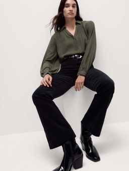 Marks & Spencer - Green Lyocell Rich Collared Neck Popover Top