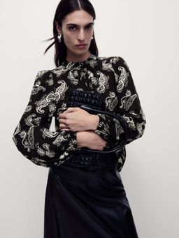 Marks & Spencer - Black Printed High Neck Top