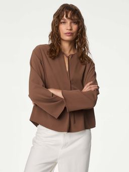 Marks & Spencer - Brown Tie Neck Top