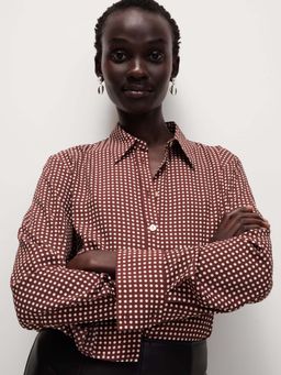 Marks & Spencer - Brown Printed Collared Shirt