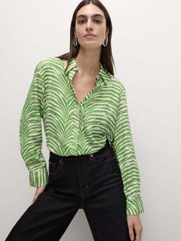 Marks & Spencer - Light Green Printed Collared Shirt