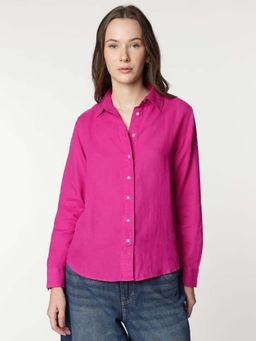 Marks & Spencer - Pink Spread Collar Plain Shirt