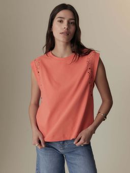 Marks & Spencer - Pink Pure Cotton Lace Insert T-Shirt