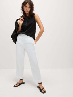 Marks & Spencer - White Pure Linen Straight Trousers