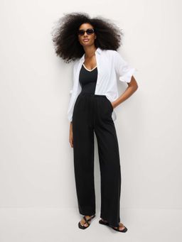 Marks & Spencer - Black Linen Blend Wide Leg Trousers