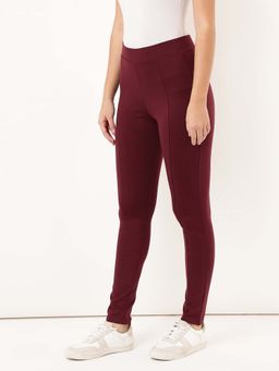 Marks & Spencer - Burgundy Viscose Mix Plain Skinny Jeggings