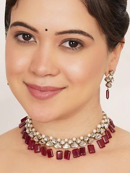 BeAbhika - Ruby Kundan Drop Jewellery Set