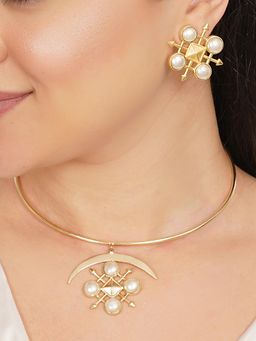 BeAbhika - Pearl Crescent Statement Jewellery Set