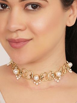 BeAbhika - Floral Pearl Link Necklace