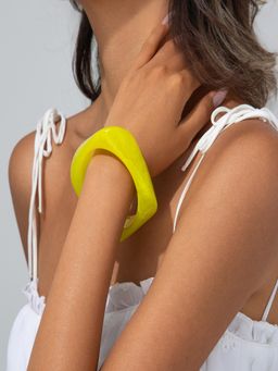 AQUASTREET - Chunky Wide Edge Rounded Square Polygonal Yellow Acrylic Bangle