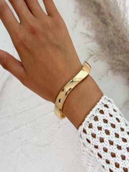 AQUASTREET - Gold Plated Anti-Tarnish Wavy Open Bangle Bracelet