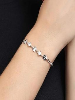 AQUASTREET - 18K Plated Minimal Clover Blue Adjustable Bracelet with Crystals