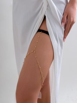 AQUASTREET - Gold Plated Thigh Chain with Rhinestones