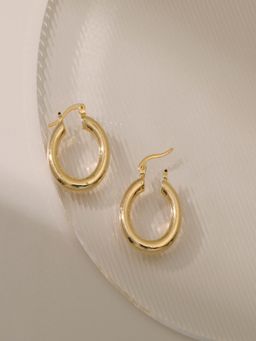 AQUASTREET - 18K Gold Plated Minimalist Hoop Earrings, Waterproof Antitarnish