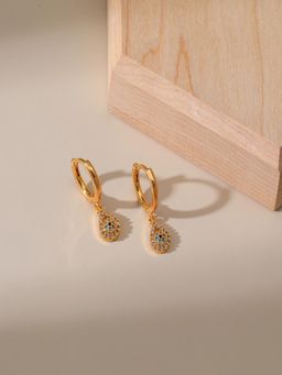 AQUASTREET - 18K Gold Plated Blue and White Zircon Drop Earrings