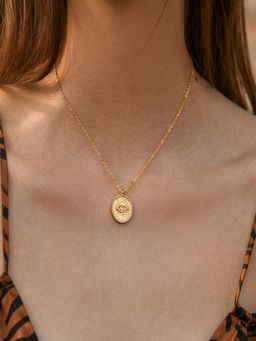 AQUASTREET - 18K Gold Plated Evil Eye Pendant Necklace, Waterproof Anti-Tarnish