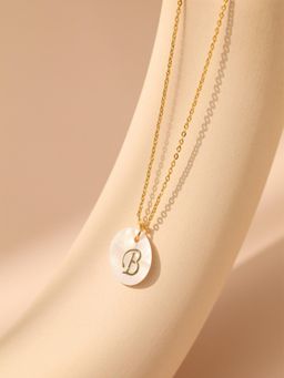 AQUASTREET - 18K Gold PlatedLetter B Initial Pendant Necklace, Waterproof Anti-Tarnish