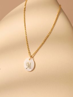 AQUASTREET - 18K Gold PlatedLetter M Initial Pendant Necklace, Waterproof Anti-Tarnish