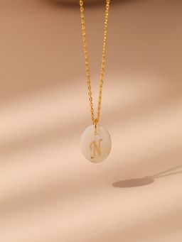 AQUASTREET - 18K Gold PlatedLetter N Initial Pendant Necklace, Waterproof Anti-Tarnish