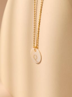 AQUASTREET - 18K Gold PlatedLetter Q Initial Pendant Necklace, Waterproof Anti-Tarnish