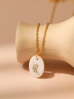 AQUASTREET - 18K Gold PlatedLetter R Initial Pendant Necklace, Waterproof Anti-Tarnish