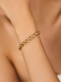 AQUASTREET - 6mm Twisted Rope Chain Bracelet, 18K Gold Plated Waterproof Anti-Tarnish