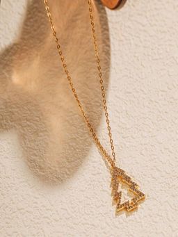 AQUASTREET - Christmas Tree Zircon Pendant Necklace, 18K Gold Plated Waterproof Anti-Tarnish