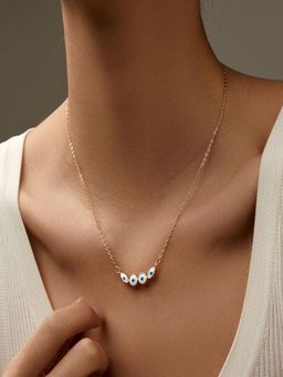 AQUASTREET - Evil Eye Pendant Necklace, 18K Gold Plated Waterproof Anti-Tarnish