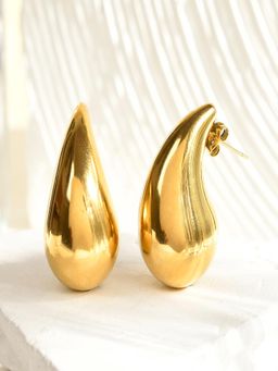 AQUASTREET - 18K Gold Plated Water Drop Shaped Classic Earrings, Waterproof Anti-Tarnish