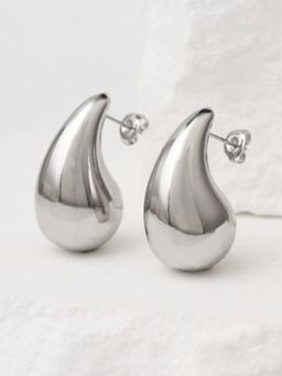 AQUASTREET - 18KSilver Plated Water Drop Shaped Grande Earrings, Waterproof Anti-Tarnish