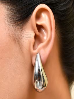 AQUASTREET - 18KSilver Plated Water Drop Shaped Maxi Earrings, Waterproof Anti-Tarnish
