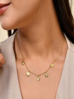 AQUASTREET - 18K Gold Plated Titanium Steel Coins Drops Necklace, Waterproof Anti-Tarnish
