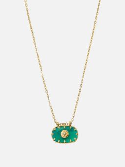 AQUASTREET - 18K Gold Plated Green Evil Eye Oval Necklace