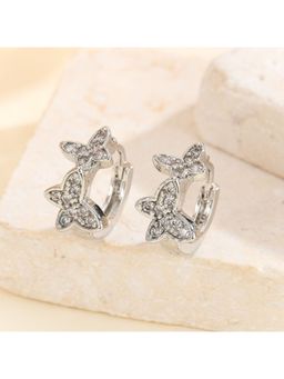 ESTAILO FASHION - Silver Butterfly Huggies Hoops Earring