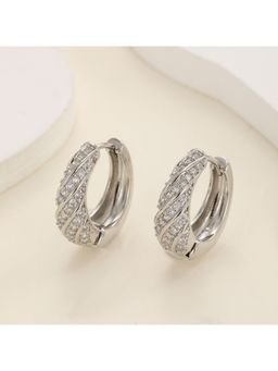 ESTAILO FASHION - Silver Twist Spark Hoops Earring