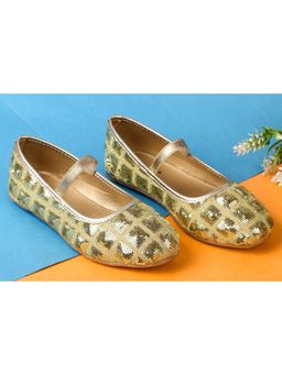BOYZ N GALZ - Girls Gold Embellished Ballerinas