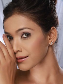 Saraf RS Jewellery - Gold Plated Cz Stone Stud Earrings