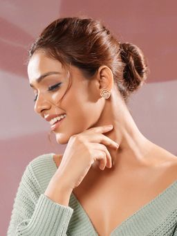 Saraf RS Jewellery - Gold Plated Ad Delicate Solitaire Stud Earrings