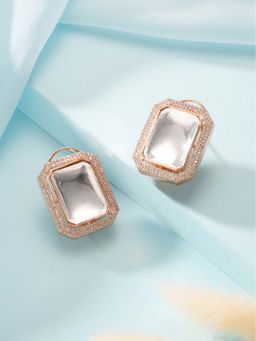 Saraf RS Jewellery - Gold Plated Uncut Polki Moissanite Designer Stud Earrings