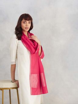 Fabindia - Pink Cotton Silk Blend Hand Woven Stole