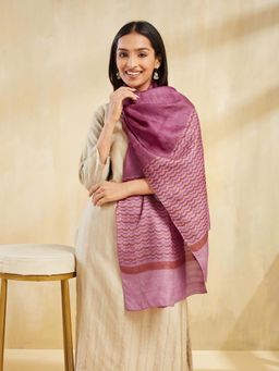 Fabindia - Purple Silk Hand Block Printed Stole
