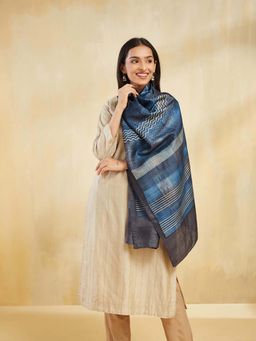 Fabindia - Blue Silk Hand Block Printed Stole