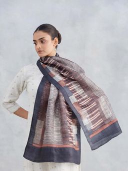 Fabindia - Black Silk Hand Block Printed Stole