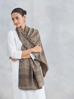 Fabindia - Brown Cotton Dabu Printed Stole