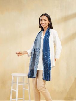Fabindia - Blue Silk Printed Stole